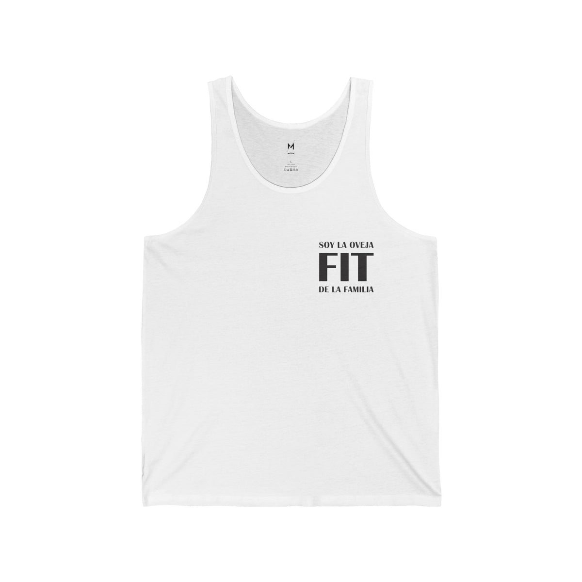 Men's Workout Tank Top - "Oveja Fit" (White) | Bold Hispanic & Latino Gym Apparel