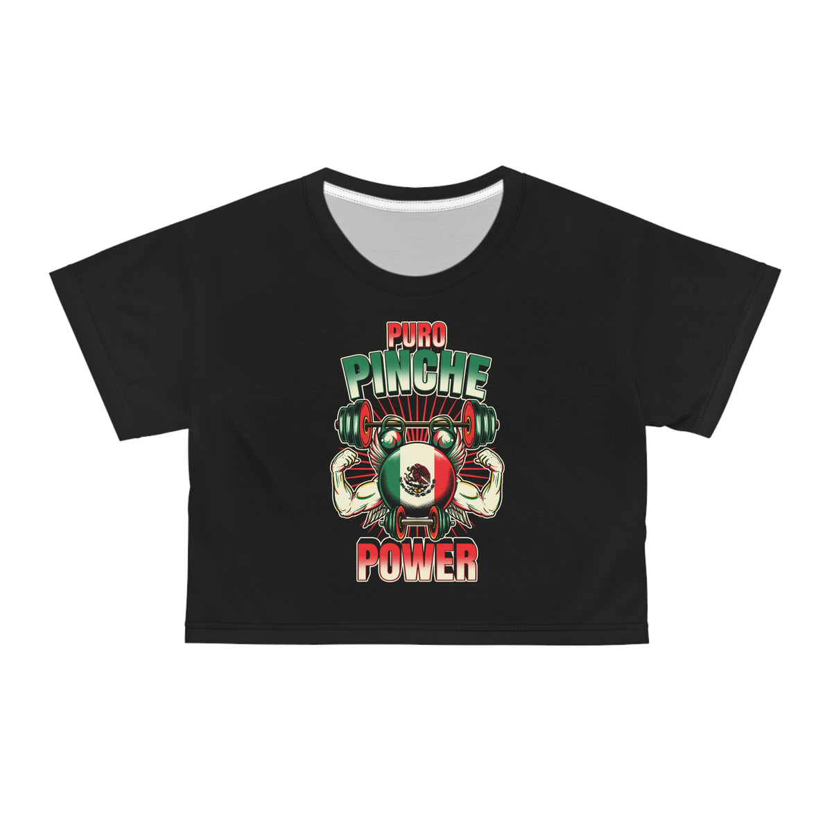 Women's Workout Crop Top - "Puro Pinche Power" | Bold Mexican & Latina Gym Apparel